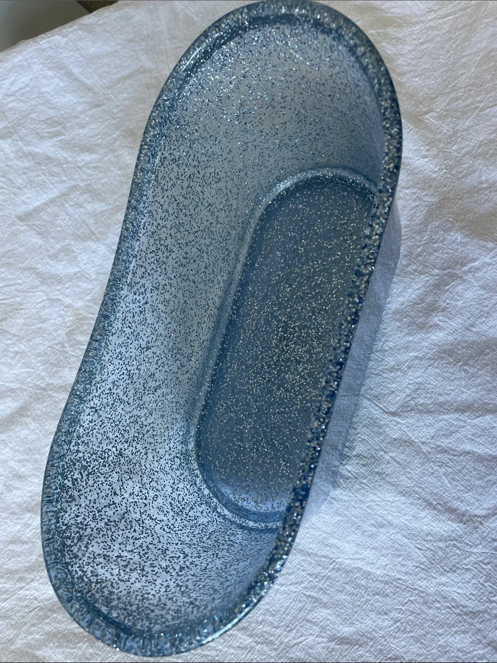Bath And Body Works Glitter Bathtub Plastic Acrylic Purple And Silver 11 x 5 x 4